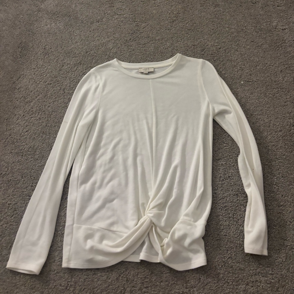 LOFT Cream Long Sleeve Top